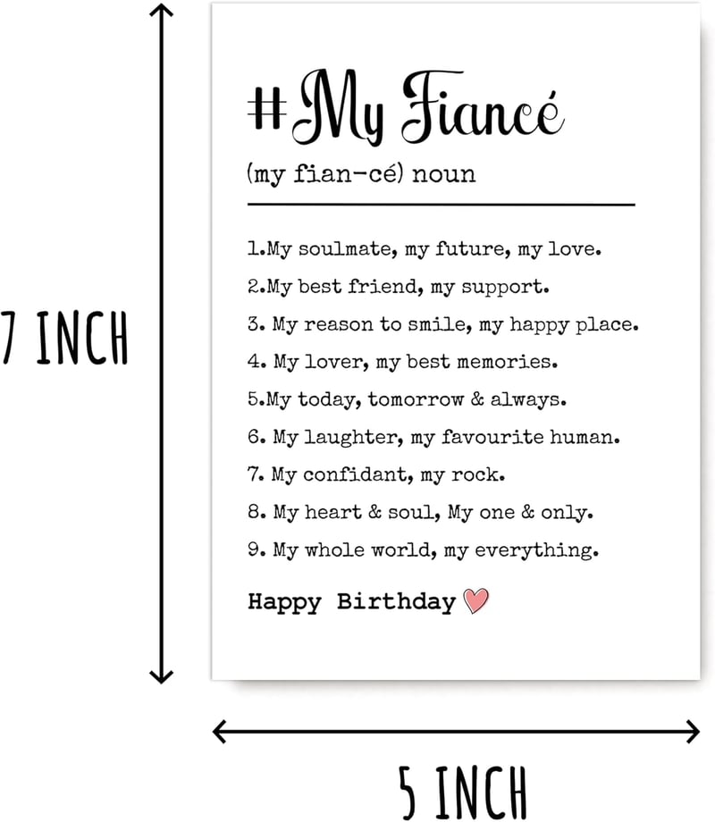 Funny Birthday Card for Fiancé - Romantic Gift for Him/Her