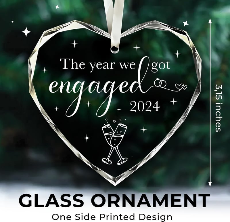 2024 Engagement Gift - Glass Christmas Ornaments for Couples