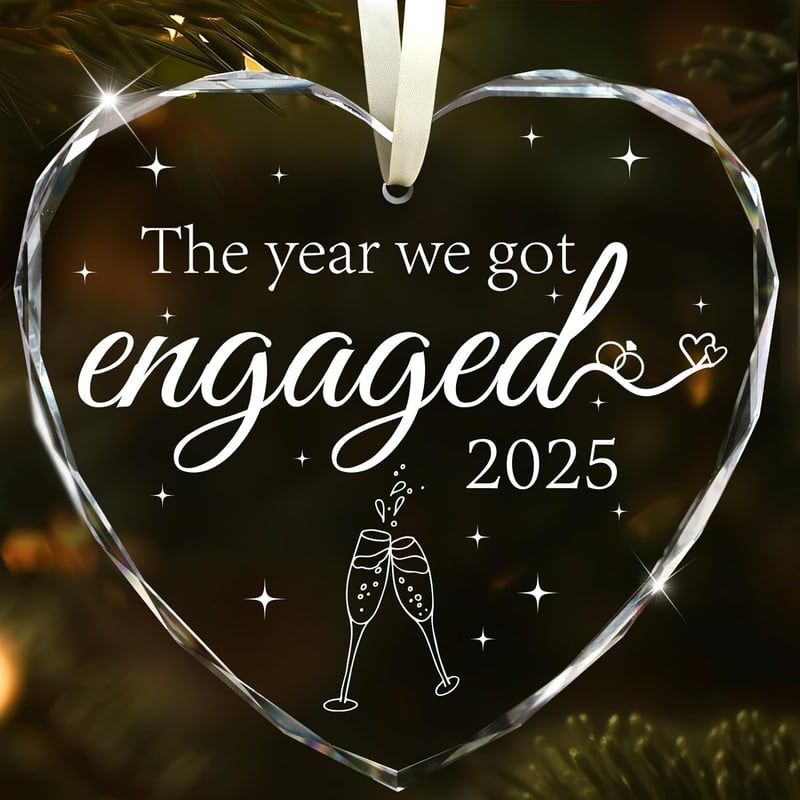 2025 Engagement Gift: Crystal Glass Ornament for Couples