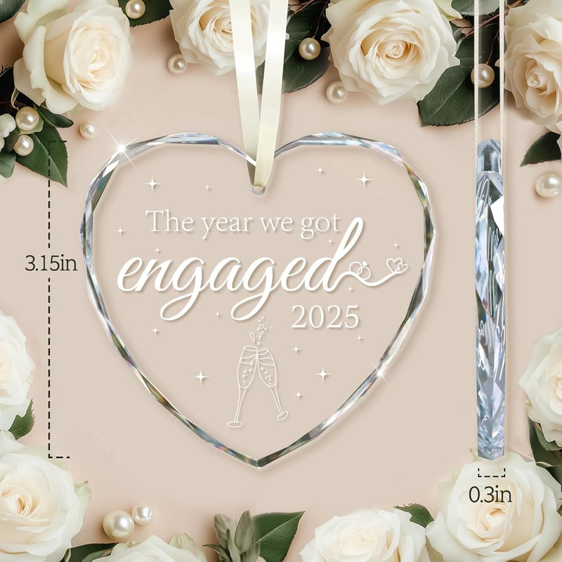 2025 Engagement Gift: Crystal Glass Ornament for Couples