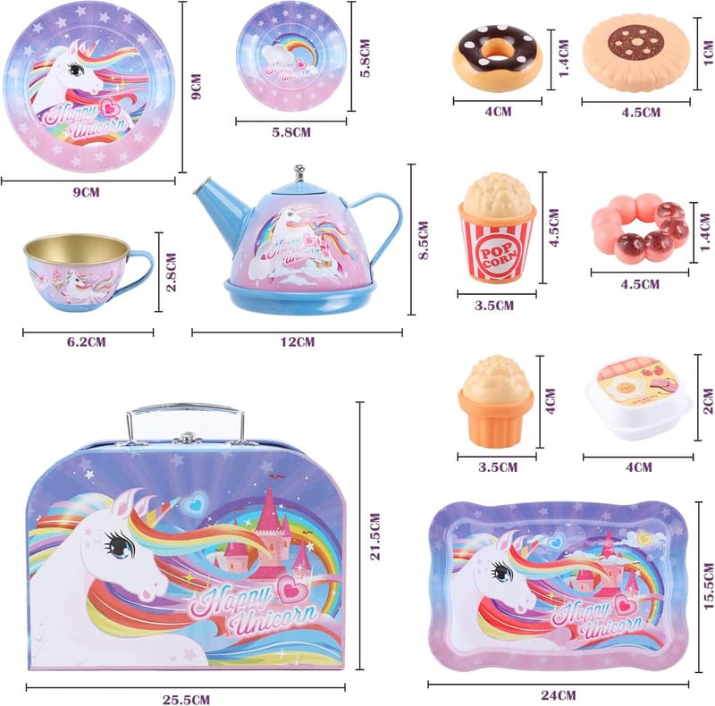 Unicorn Tea Party Set for Toddlers - Tin Set & Carry Case