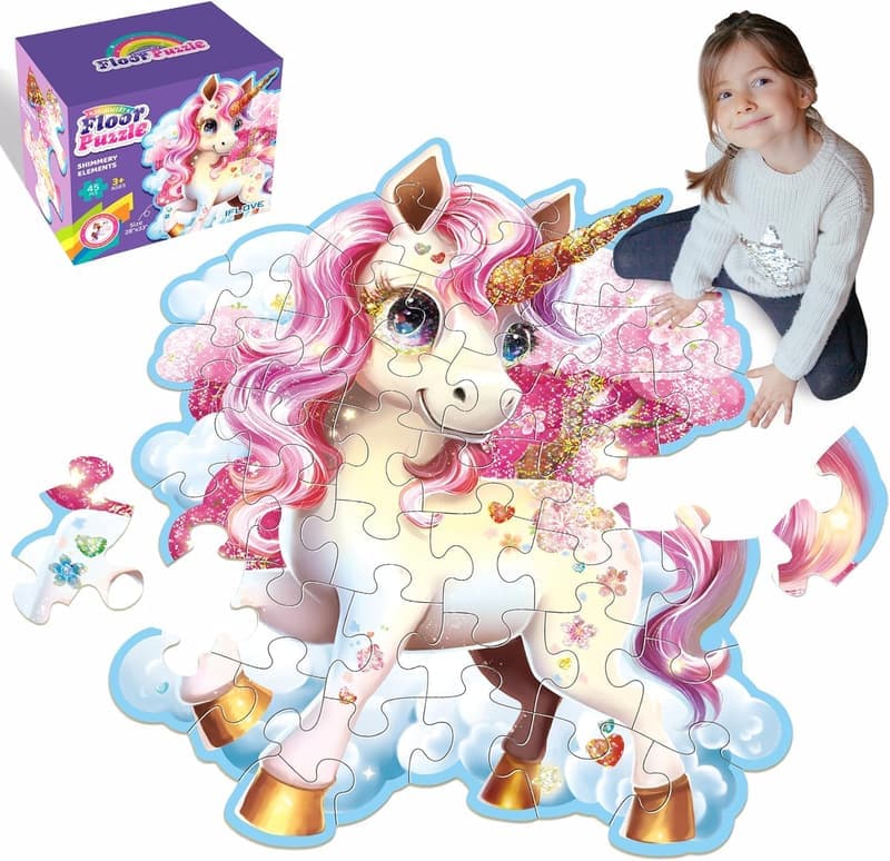 Unicorn Jumbo Floor Puzzle for Preschoolers, 45 Pieces