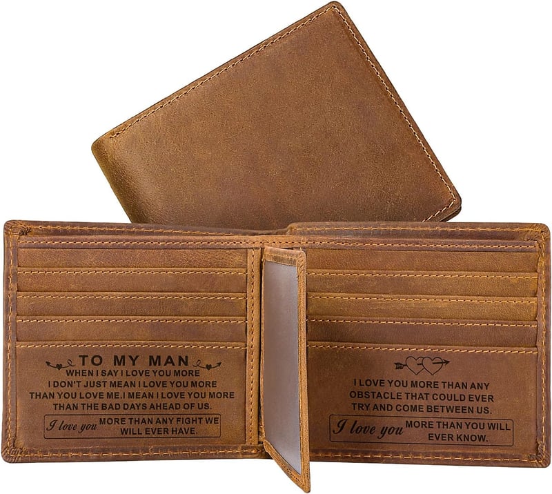 Personalized Engraved Leather Wallet for Him – Anniversary Gift