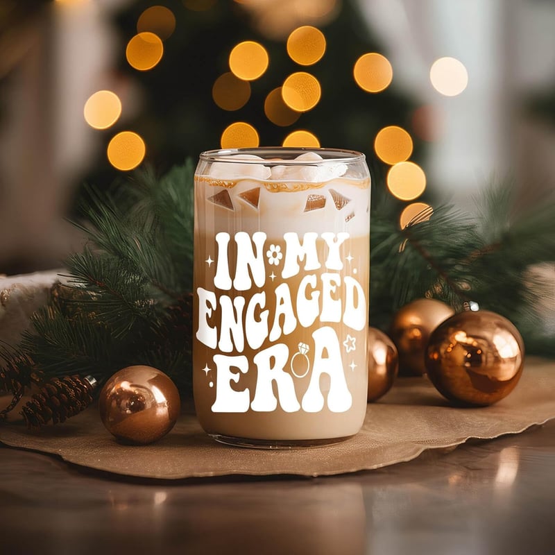 Engagement Gift: 16 oz Glass Cup for Bride-to-Be
