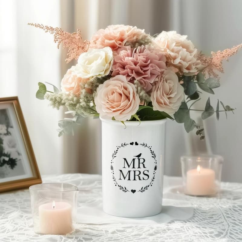 Mr. and Mrs. Wedding Centerpiece Vase for Couples