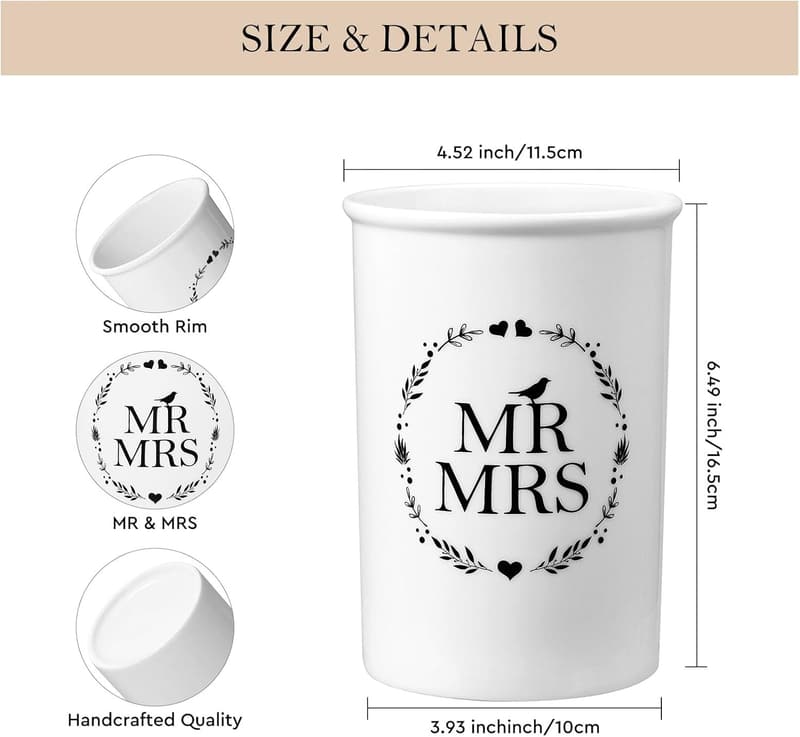 Mr. and Mrs. Wedding Centerpiece Vase for Couples