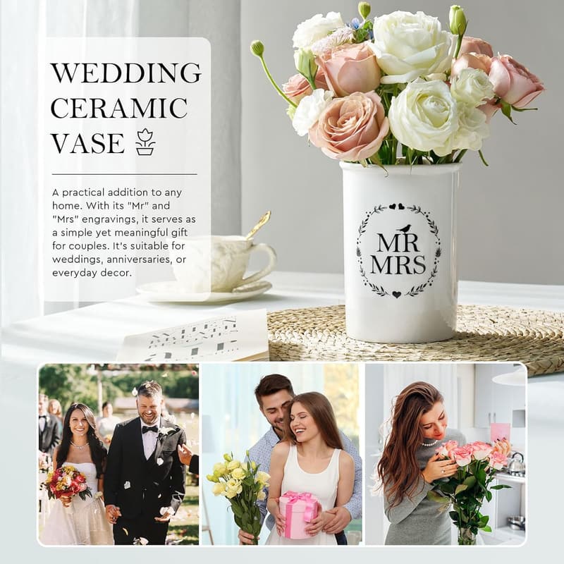 Mr. and Mrs. Wedding Centerpiece Vase for Couples