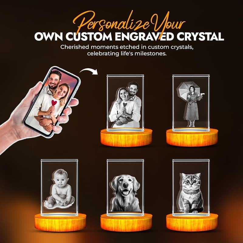 Personalized 3D Laser Etched Crystal Rectangle Gift
