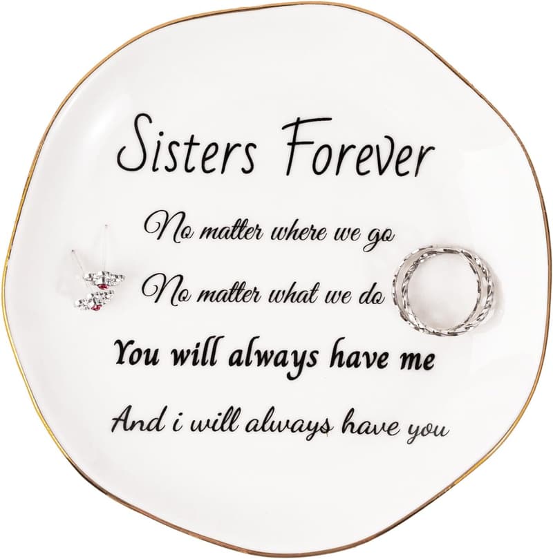 Sister Birthday Gift: Ceramic Jewelry Ring Dish Tray