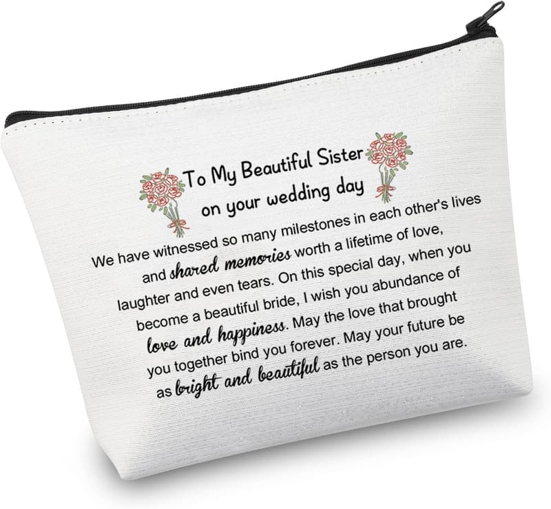 Sister Wedding Makeup Bag - Gift for Bride on Her Wedding Day
