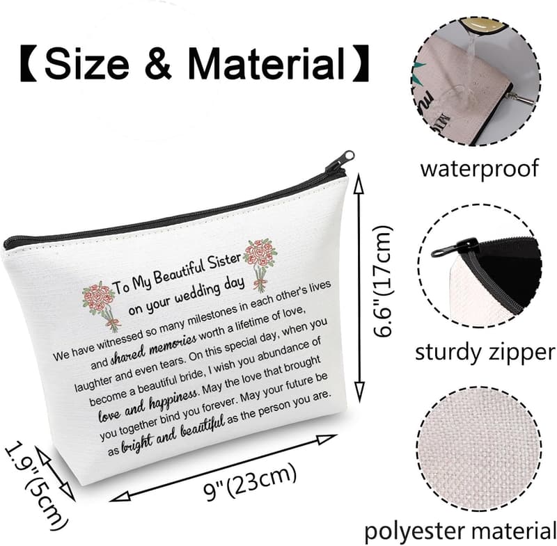 Sister Wedding Makeup Bag - Gift for Bride on Her Wedding Day