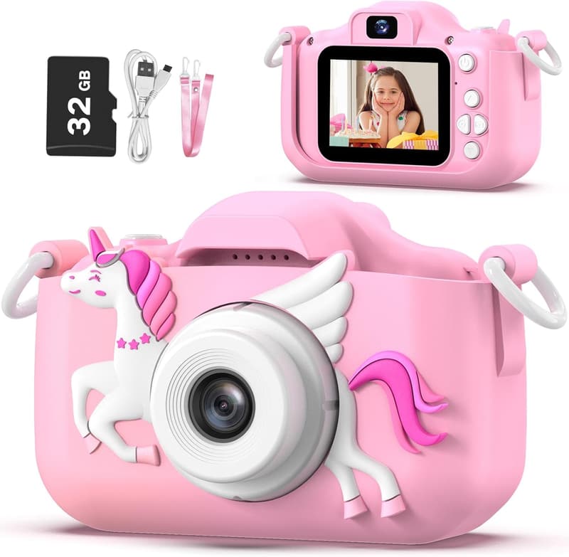 Unicorn Kids Camera for Girls, Ages 3-12, Pink