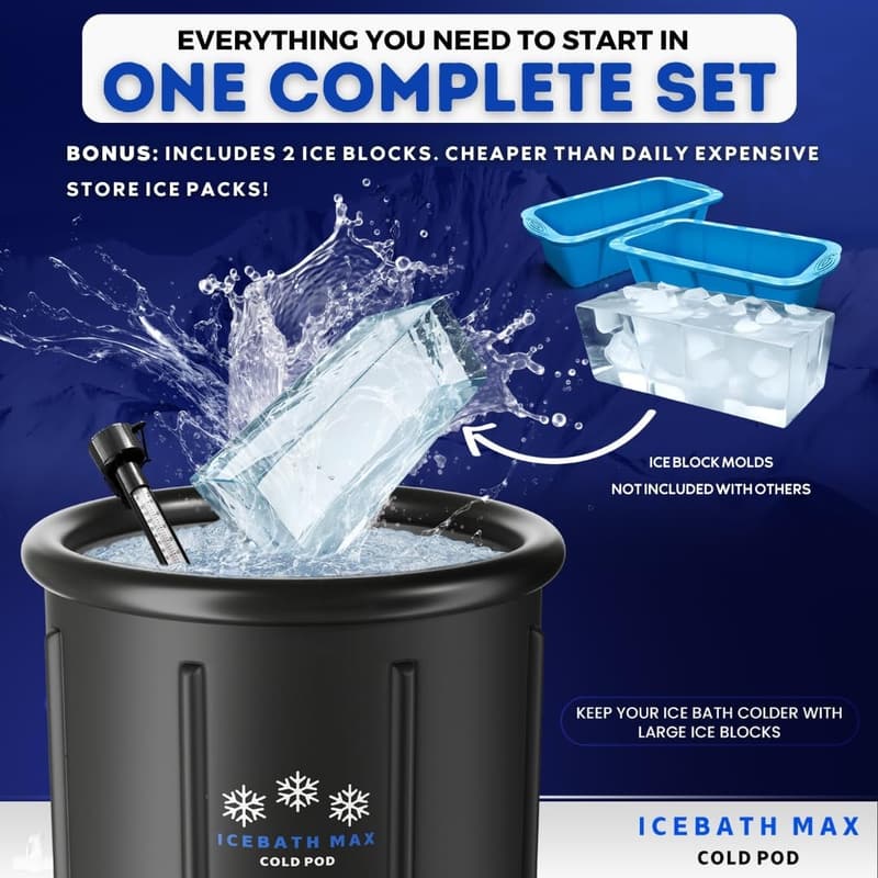 Portable Cold Plunge Tub Bundle for Athletes - Ice Bath Kit