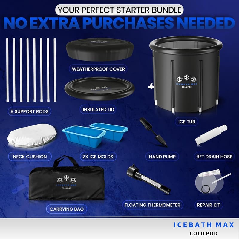 Portable Cold Plunge Tub Bundle for Athletes - Ice Bath Kit