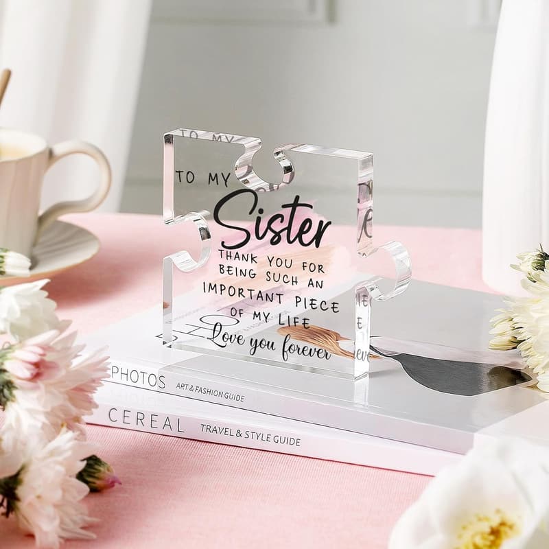 Sister Birthday Acrylic Puzzle Plaque Desk Decoration
