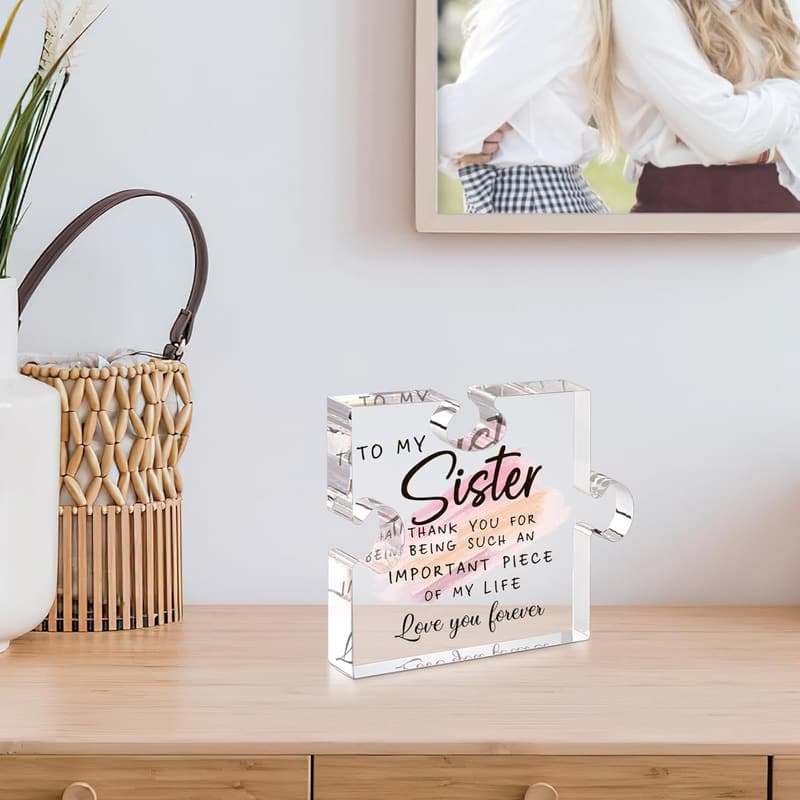 Sister Birthday Acrylic Puzzle Plaque Desk Decoration
