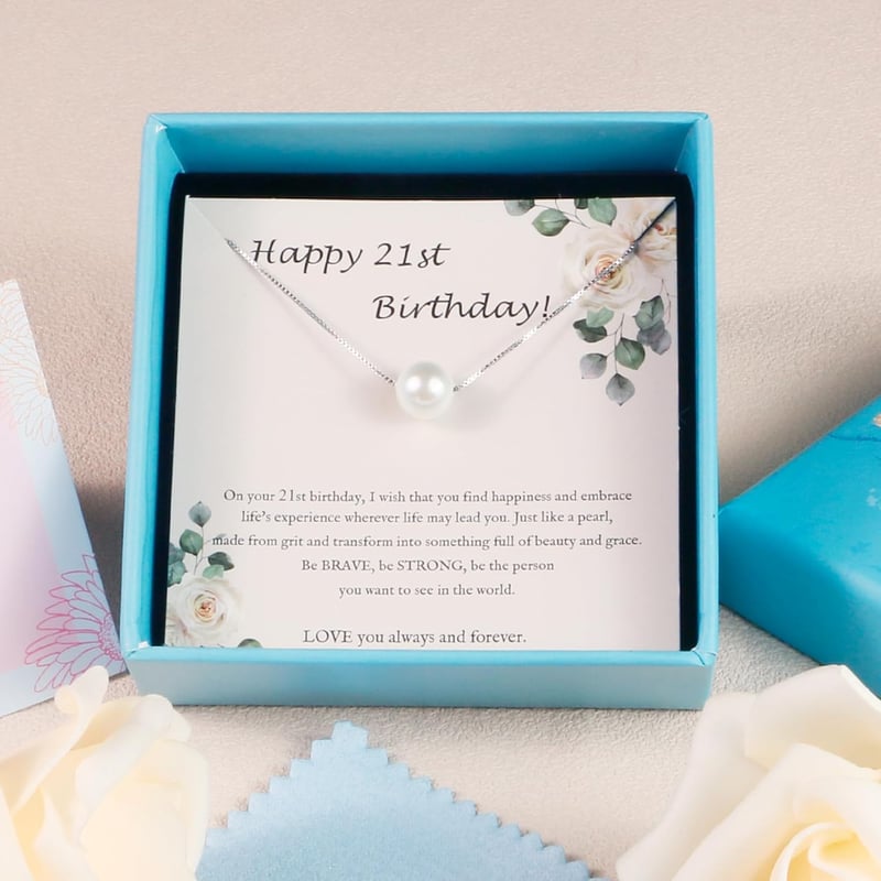 21st Birthday Sterling Silver Pearl Choker Necklace for Women