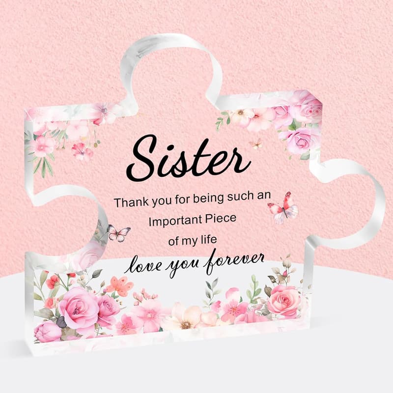 Mother's Day Engraved Acrylic Block Puzzle for Sisters