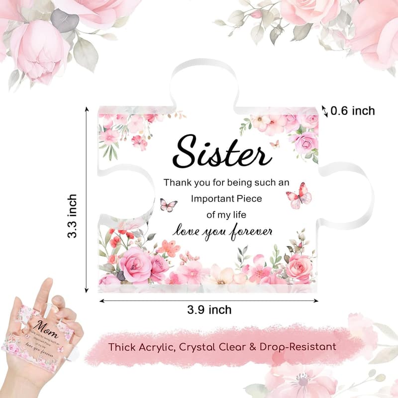 Mother's Day Engraved Acrylic Block Puzzle for Sisters