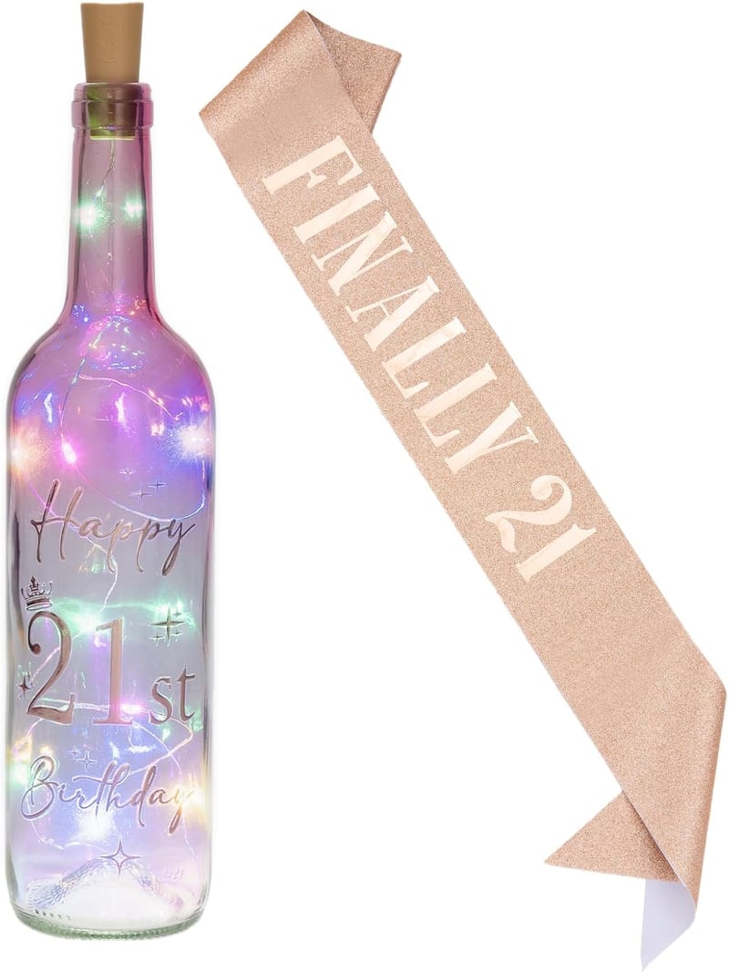 21st Birthday Lighted Wine Bottle Gift for Women