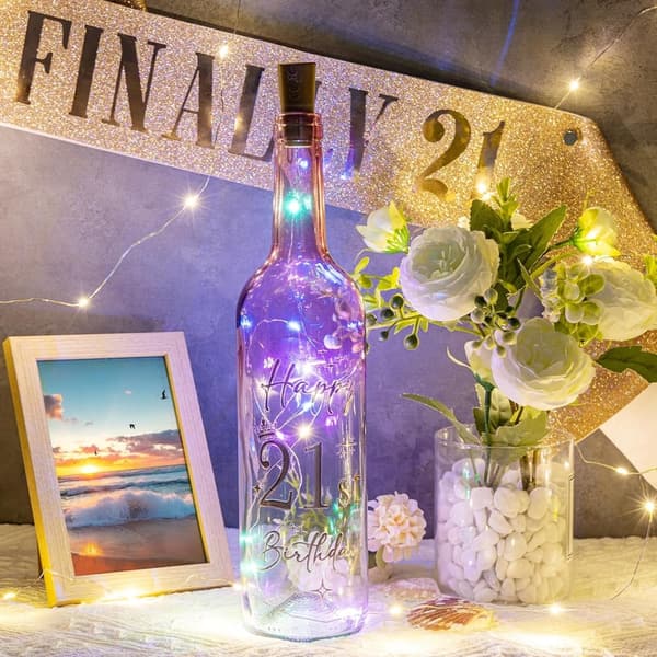 21st Birthday Lighted Wine Bottle Gift for Women