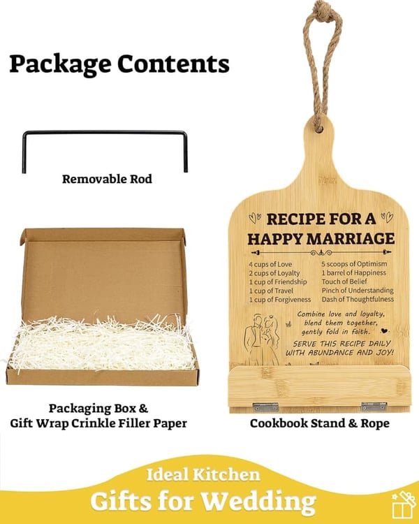 Wedding Cookbook Stand for Couples - Ideal Anniversary Gift