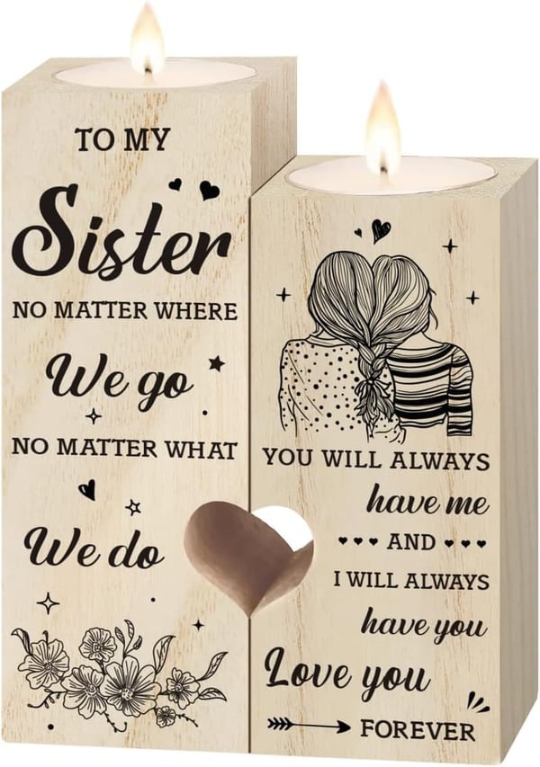 Mother's Day Heart-Shaped Candle Holders for Sisters