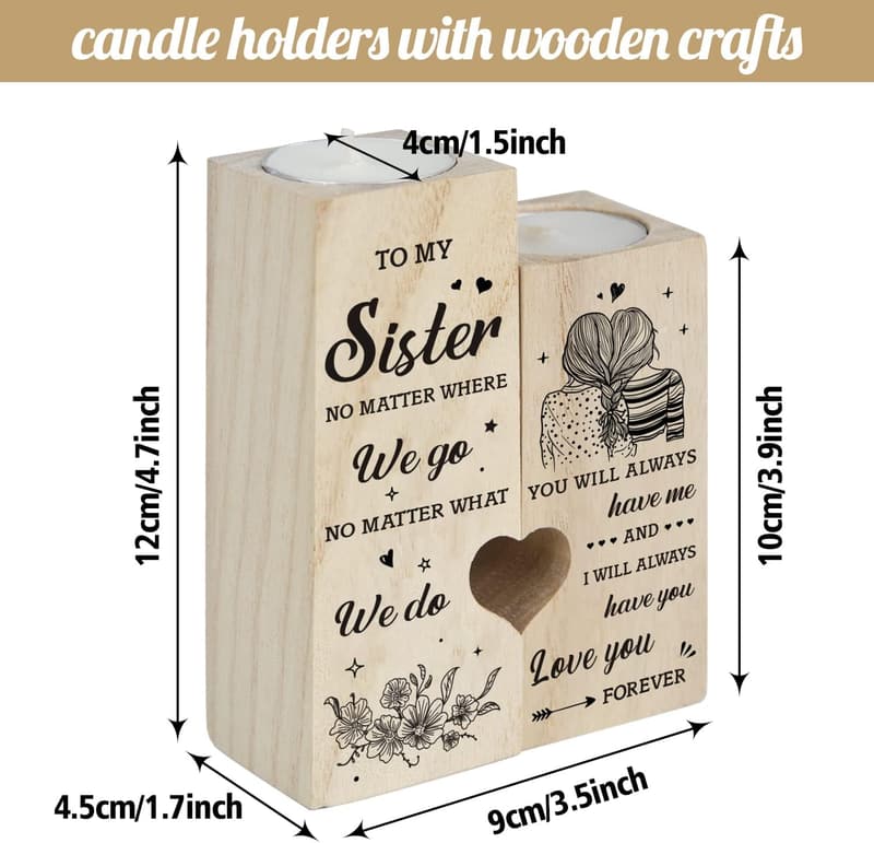 Mother's Day Heart-Shaped Candle Holders for Sisters
