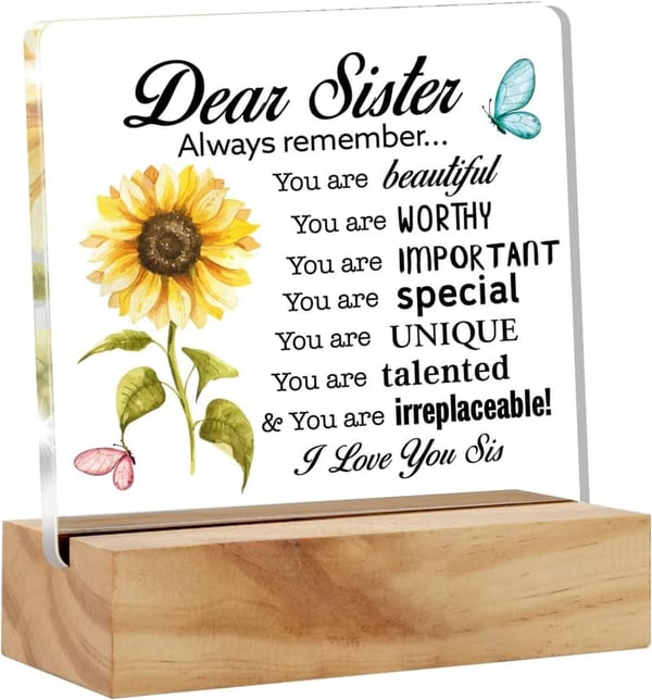 Inspirational Floral Desk Plaque for Sisters Gift Set