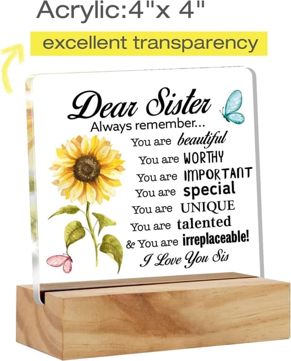 Inspirational Floral Desk Plaque for Sisters Gift Set