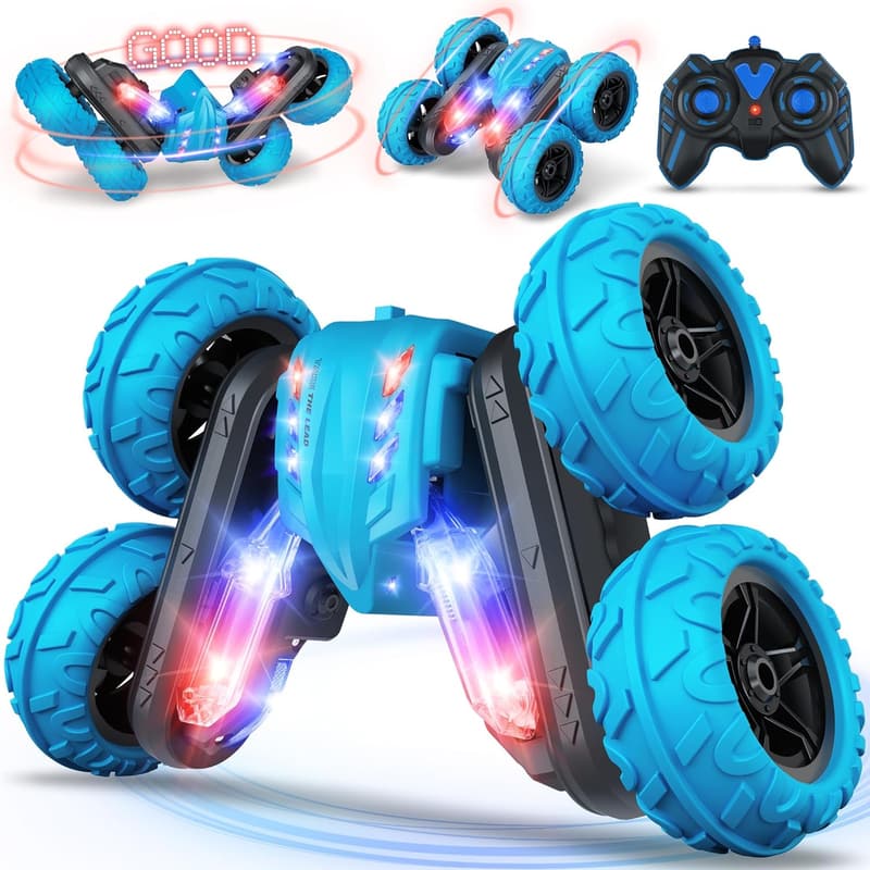Rechargeable 2.4GHz RC Stunt Car with LED Lights for Kids