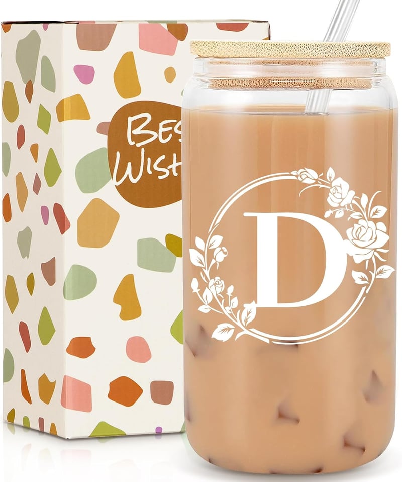 Personalized Monogrammed Glass Cup for Women - 16oz