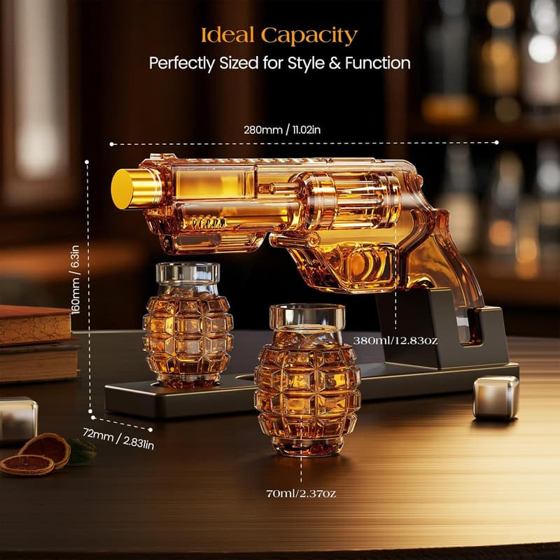 Grenade-Shaped Whiskey Decanter Set for Men’s Gifts