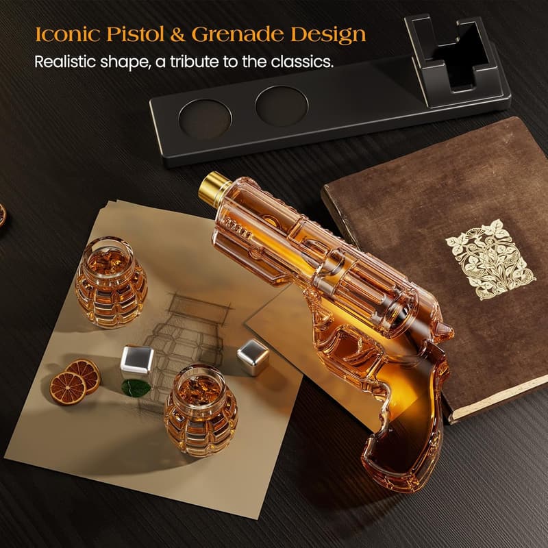 Grenade-Shaped Whiskey Decanter Set for Men’s Gifts