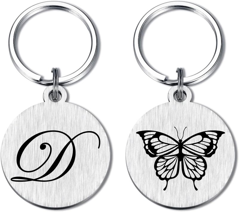 Mother's Day Butterfly Initial Keychain for Women