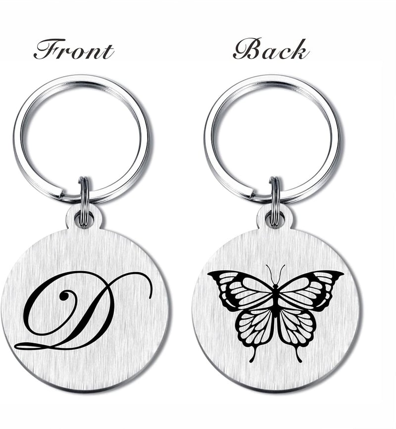 Mother's Day Butterfly Initial Keychain for Women