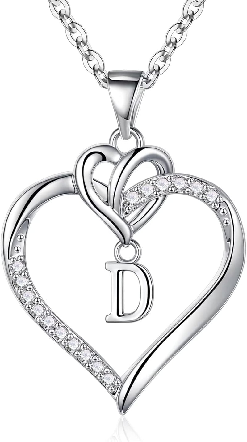 Graduation Gift: Heart Initial Necklace for Women, Gold Plated