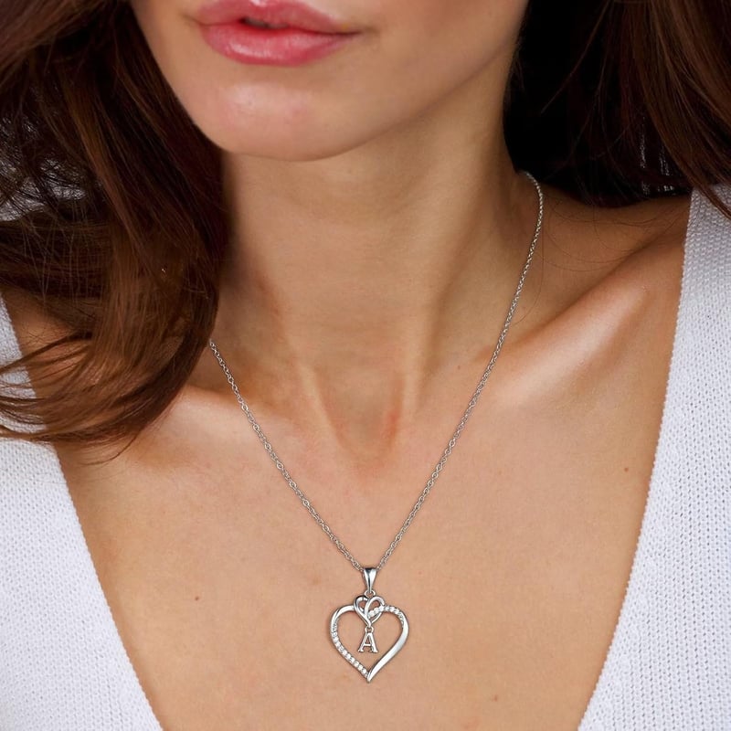Graduation Gift: Heart Initial Necklace for Women, Gold Plated