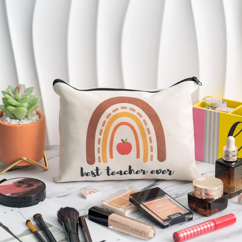 Teacher Appreciation Personalized Gift Set - Makeup Pouch & Keychain