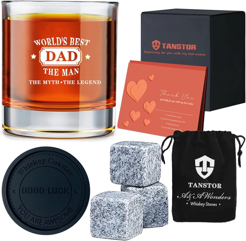 Father's Day Black Whiskey Glass - Unique Gifts for Dad