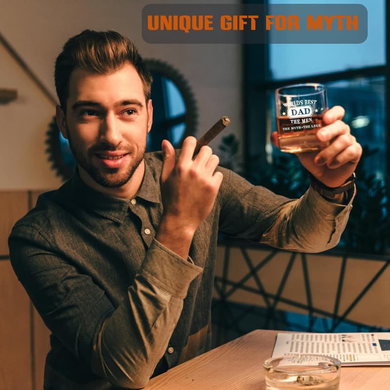 Father's Day Black Whiskey Glass - Unique Gifts for Dad