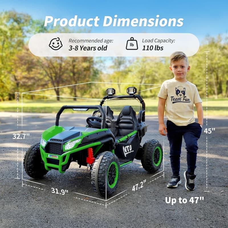 Kids 2-Seater 24V 4WD Ride-On Toy Car - Green