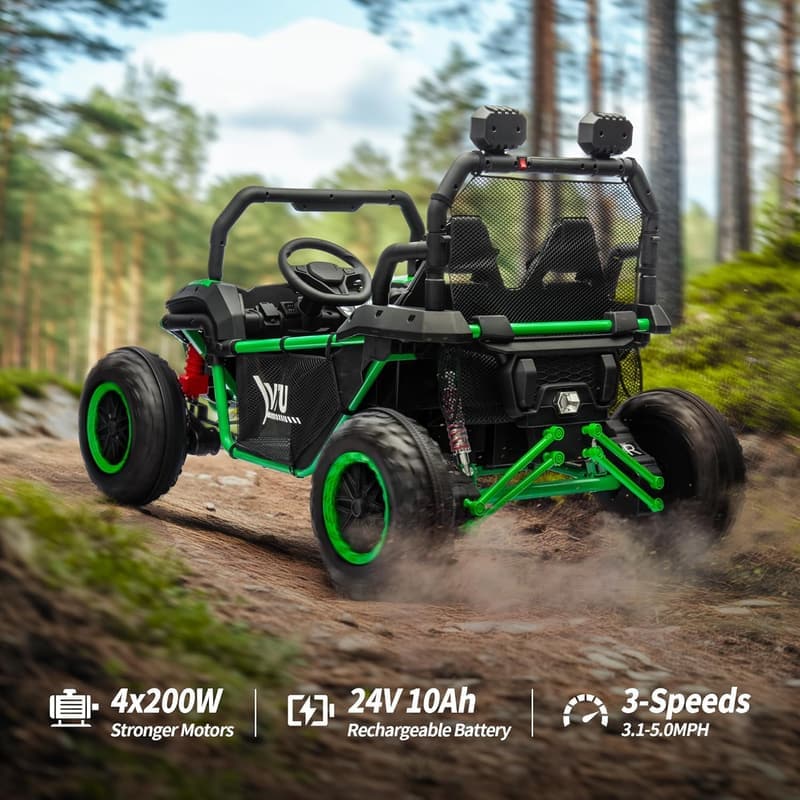 Kids 2-Seater 24V 4WD Ride-On Toy Car - Green