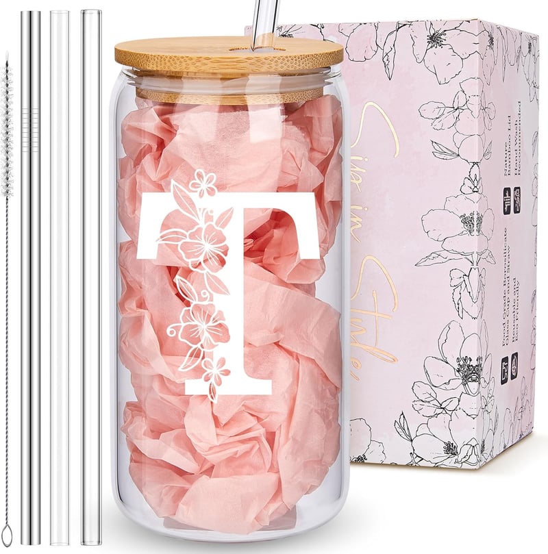 Personalized Tumbler with Bamboo Lid & Straw for Women
