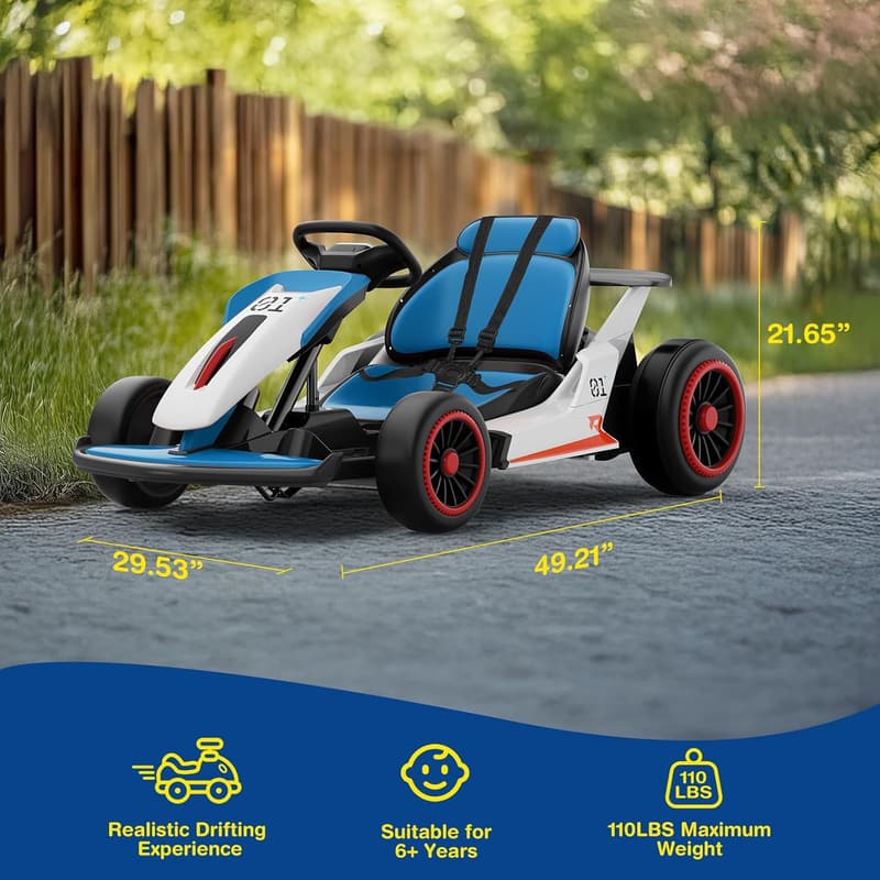 24V Electric Go Kart for Kids with Music & Safety Belt