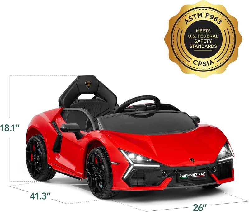 Licensed Lamborghini Revuelto 12V Kids Ride-On Car - Red