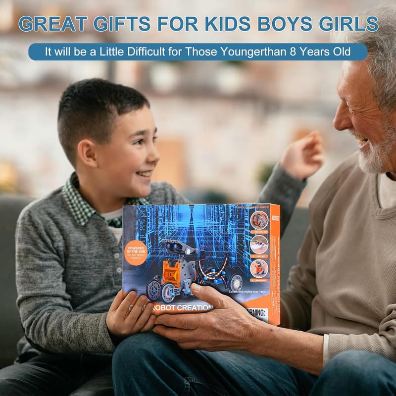 STEM Solar Robot Toy Kit for Boys Age 8-14 - Perfect Gift