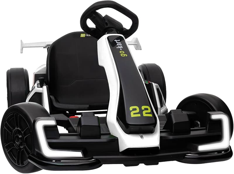 Kids' Electric Drift Go Kart Toy with Adjustable Seat - White
