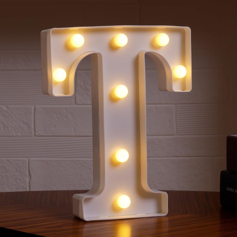 Light-Up Marquee Letter T - Battery-Powered Party Decor