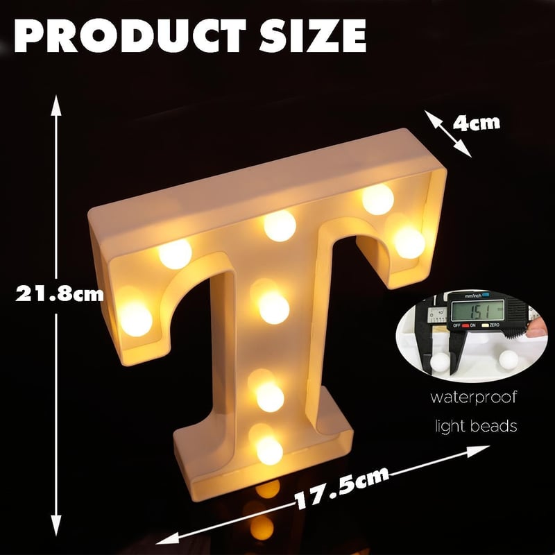 Light-Up Marquee Letter T - Battery-Powered Party Decor
